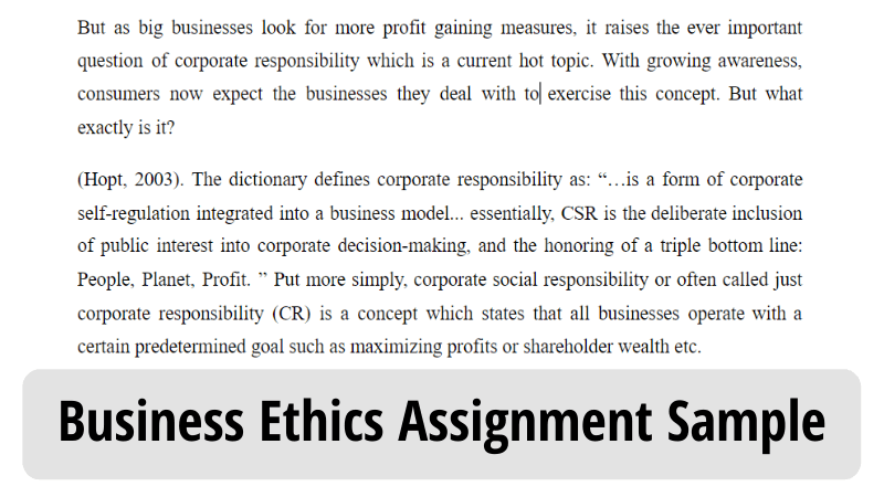 Business ethics assignment sample