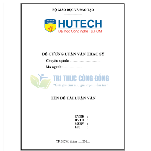 Mẫu đề cương luận văn thạc sĩ Quản trị kinh doanh Trường Hutech