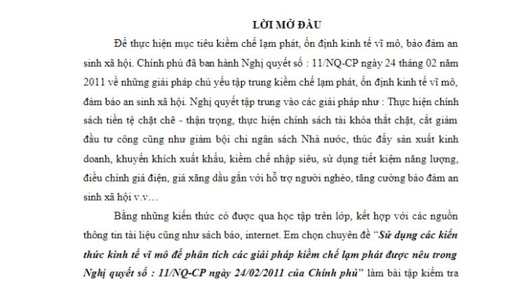 Lời mở đầu tiểu luận kinh tế vĩ mô