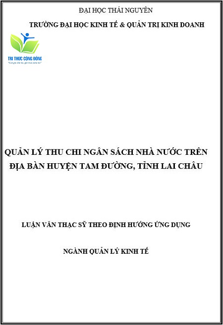 Luận văn quản lý thu chi ngân sách nhà nước huyện Tam Đường, tỉnh Lai Châu