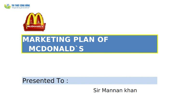 Mẫu marketing template của Mcdonalds