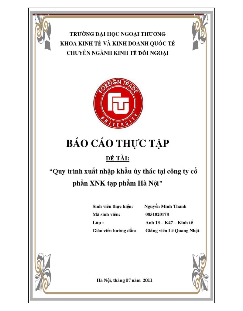 Mẫu bìa báo cáo thực tập 2