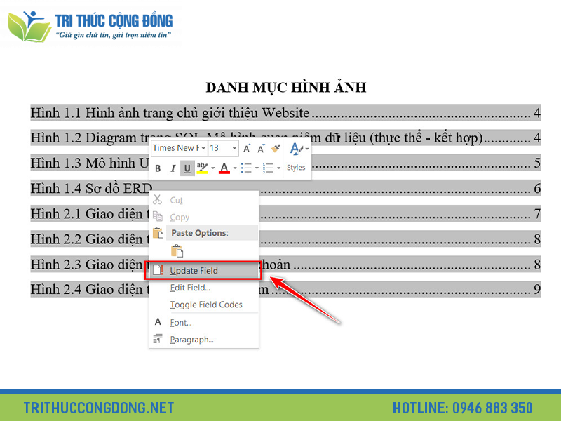 Liệt kê danh sách hình ảnh sử dụng